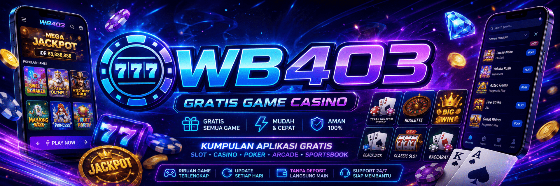 WB403 SLOT APK GRATISS COIN TIAP HARI banner